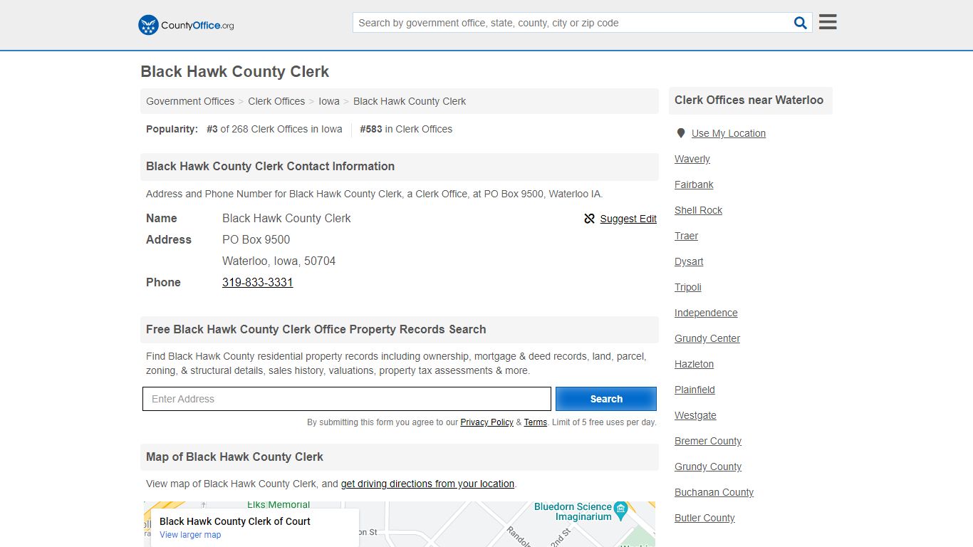 Black Hawk County Clerk - Waterloo, IA (Address and Phone)